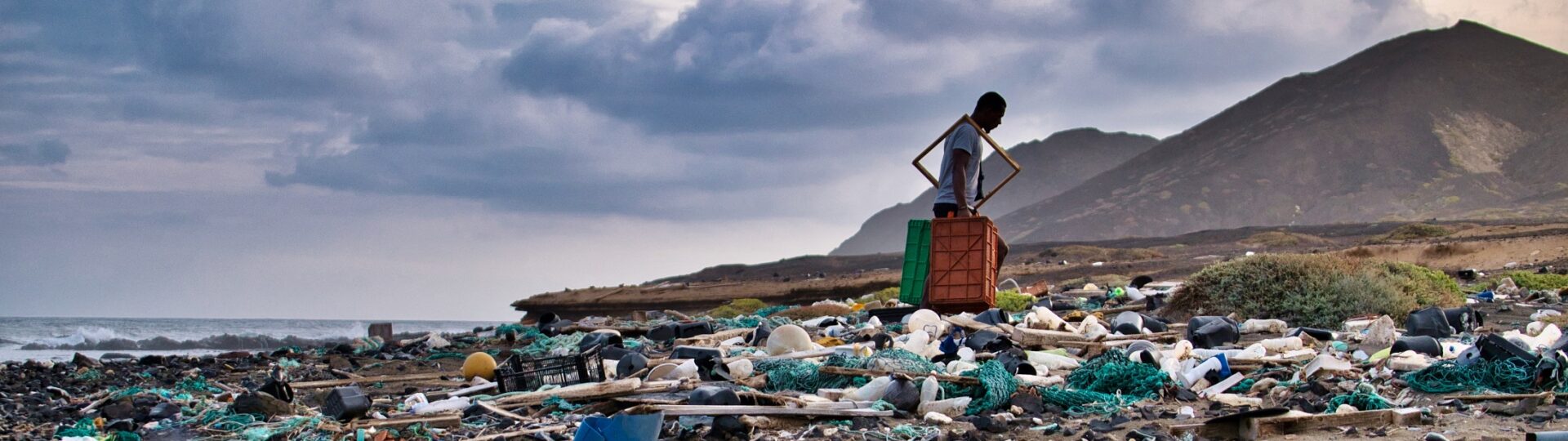 plastic pollution on the beach